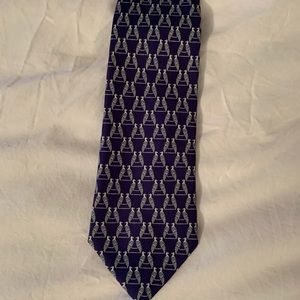 Burberry silk tie. Navy with birds
